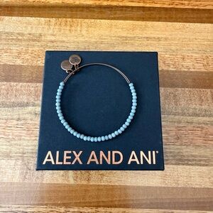 Alex and Ani Blue Wood Bead Bracelet